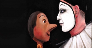Pinocchio e Pierrot - Maddalena Franguelli - Acrilico su tela cm.30x30